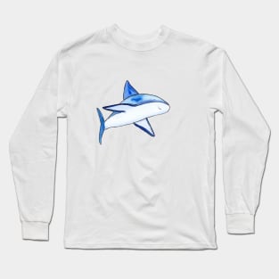 Cute Shark Watercolor Illustration Long Sleeve T-Shirt